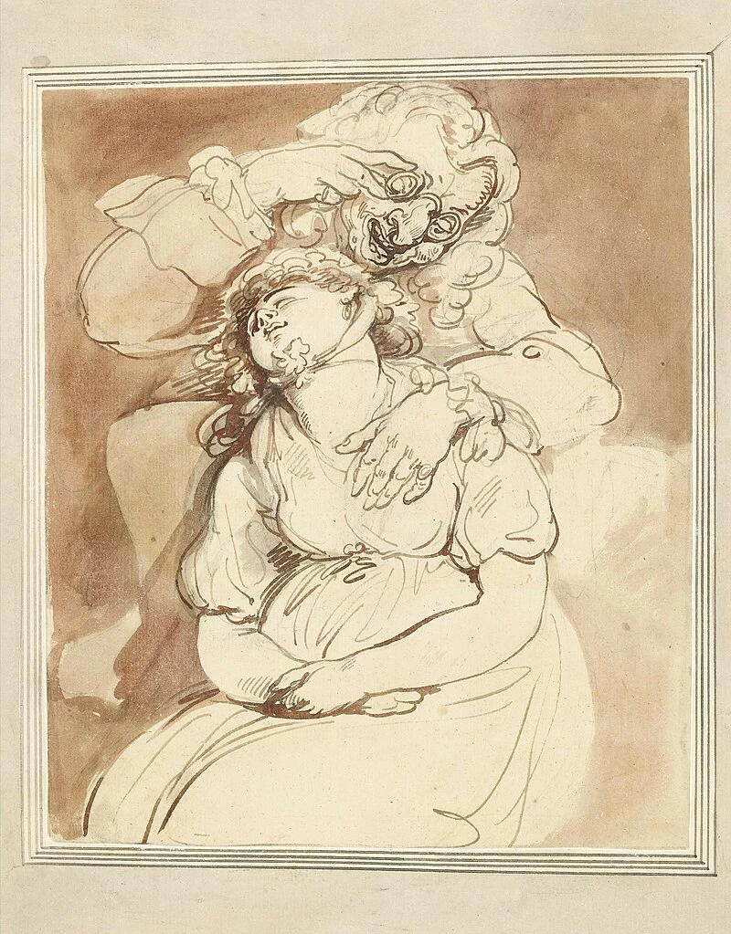 Thomas Rowlandson-187-Vecchio Roué e ragazza addormentata